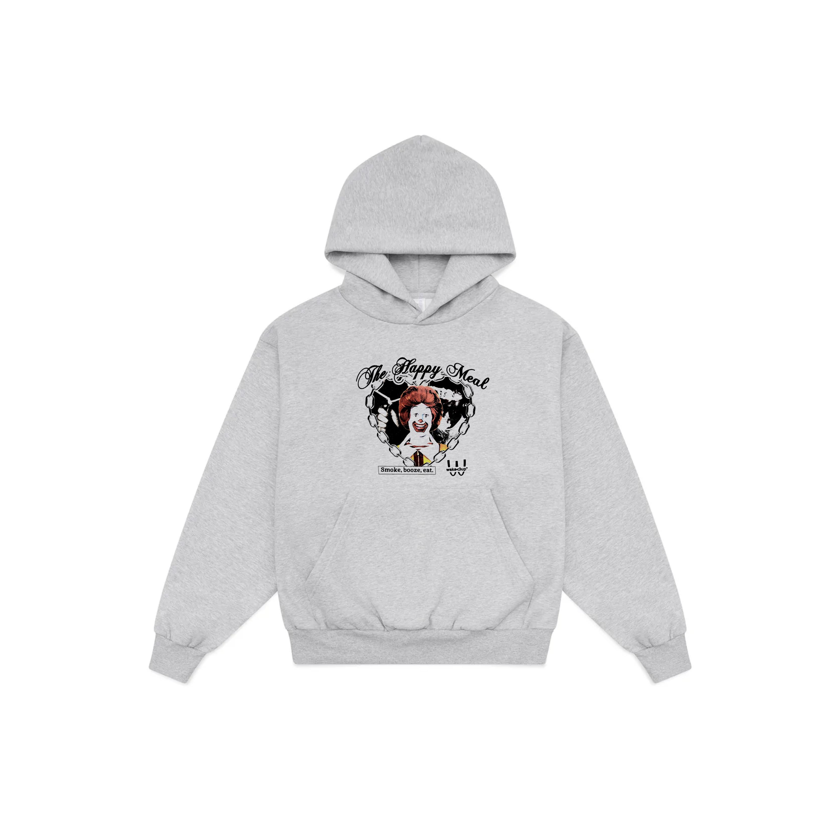 SMOKE, BOOZE, EAT - GREY MARLE PULLOVER HOODIE