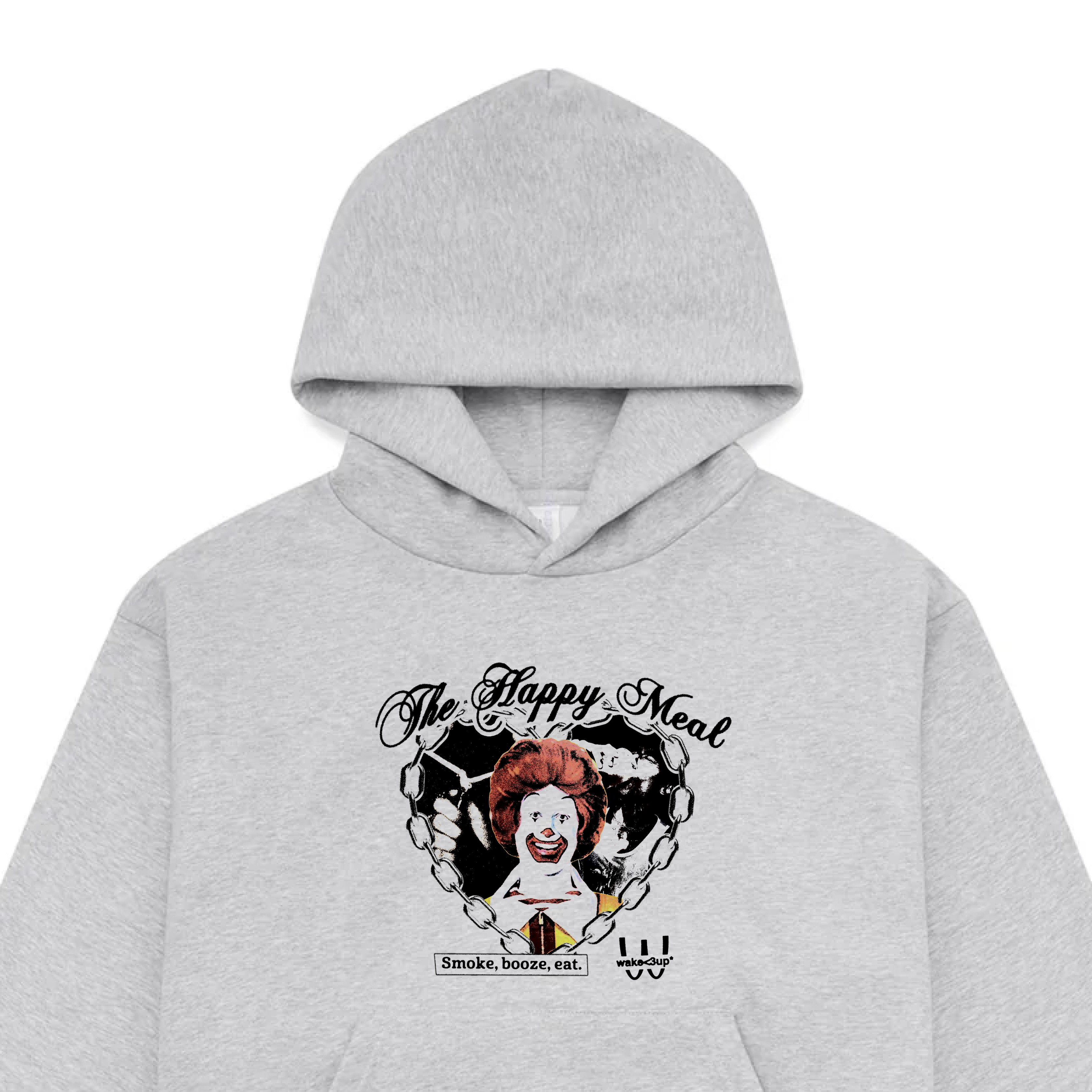 SMOKE, BOOZE, EAT - GREY MARLE PULLOVER HOODIE