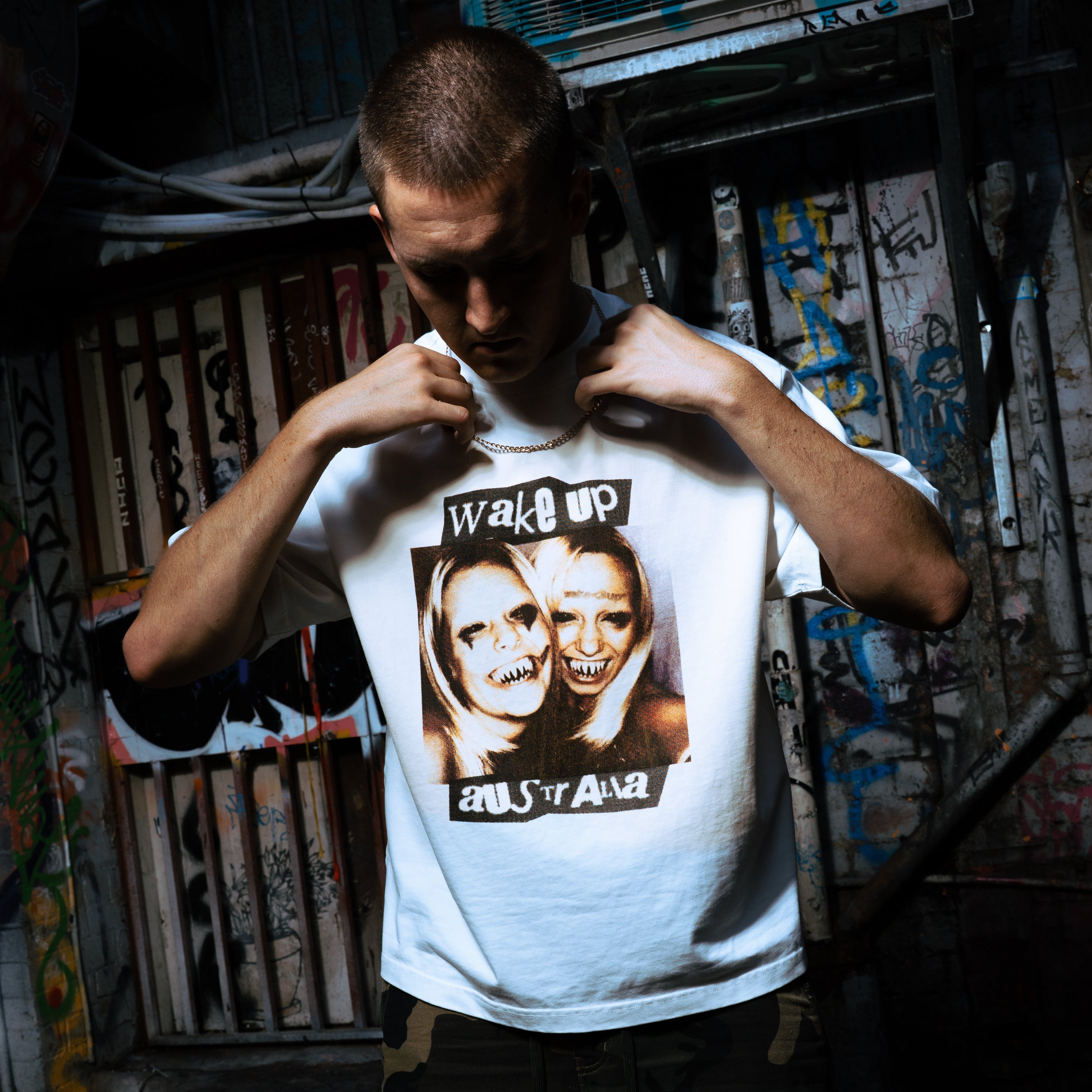 WAKEUP AUSTRALIA - WHITE TEE